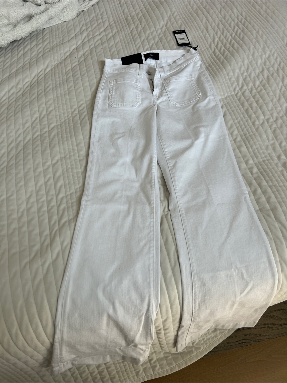 7 For All Mankind White Wide-Leg Flare Jeans